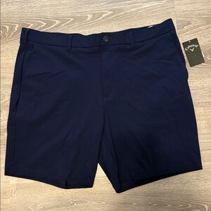 Callaway Men's Sz 40 Opti-Dri Dark Blue Flat Front 9" Inseam Golf Shorts 50 UPF